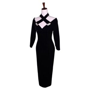 VTG‎ 90s Velvet Evening Gown XS Pencil Sweetheart Neckline Whimsigoth Witchy
